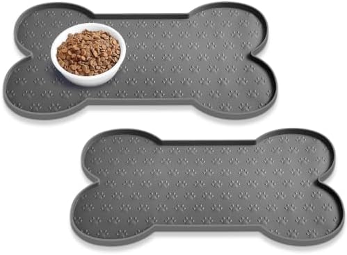 PWTAA Dog Food Mat Anti-Slip Silicone Dog Bowl Mat Thicker Pet Placemat by PWTAA