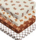 4 Pack Bear Baby Sheets Neutral Unisex Fitted Checked Nursery Baby Sheet Set by Jola%27s+House