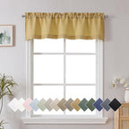 Chyhomenyc Gold Valance for Windows, Light Filtering Faux Linen Textured Small by Chyhomenyc