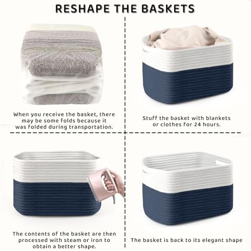 4 Pack Storage Baskets for Organizing, and Clothes, Cotton Rope Basket for - Image 7