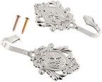 Curtain Tiebacks Small Lightweight Hooks, Vintage Silver Rose Pattern - Image 2