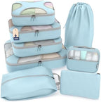 Shacke 8 Set Packing Cubes for Travel, Shoe & Toiletry Bags by Shacke
