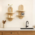 Artilady Boho Shelf Wall Decor, Solid Wood Floating Shelves Srorage Display - Image 2