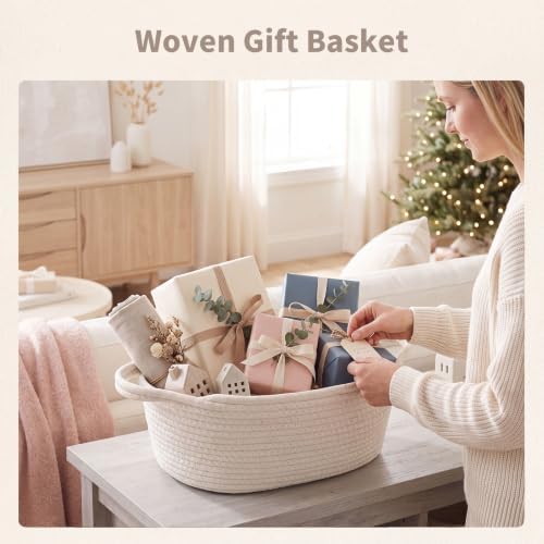 Woven Basket 13" x 8" x 5.5" Rope Gift Baskets Empty - Image 4