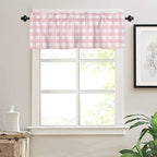 Christmas Valance Curtains for Kitchen Windows Rustic Pink White Buffalo Check - Image 3