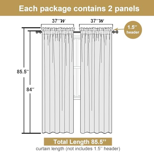Lecloud Leia Sheer Curtains 84 Inches Long 2 Panels - Image 5