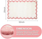ORTIGIA Scalloped Pink Bathroom Rugs Non Slip Washable, Quick Dry Absorbent - Image 2