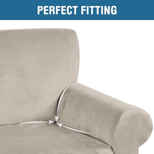 H.VERSAILTEX Stretch Velvet Sofa Covers Large Couch Covers Furniture Protector - Image 4