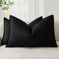 Foindtower Decorative Linen Lumbar Throw Pillow Covers 12x20 Inch Black by Foindtower