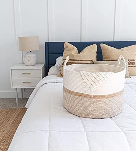 OrganiHaus Round Toy Basket & Blanket Basket, Cotton Rope 20x13" - Image 4