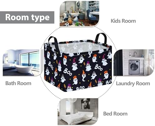 Rec Halloween Ghost Storage Basket Box Hamper Collapsible Organizer Bin Gift - Image 7