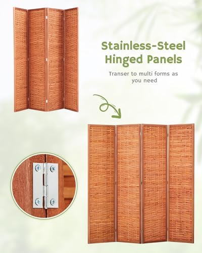 JOSTYLE Bamboo Room Divider, 4-Panel Folding Privacy Screen - Image 7