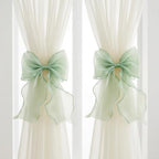 2 Pack French Lace Bow Curtain Tiebacks, Mint Green by GAJILON