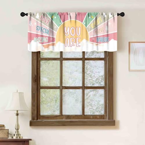Kids Rainbow Window Valance, Colorful Inspirational Quotes Abstract - Image 2