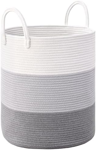Laundry Hamper for Organizing, 52L Large Laundry Baskets, Cotton Rope Woven by Degeyoyo