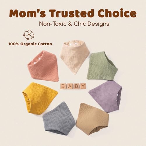8-Pack Muslin Baby Bibs for Drooling and Teething - Image 5