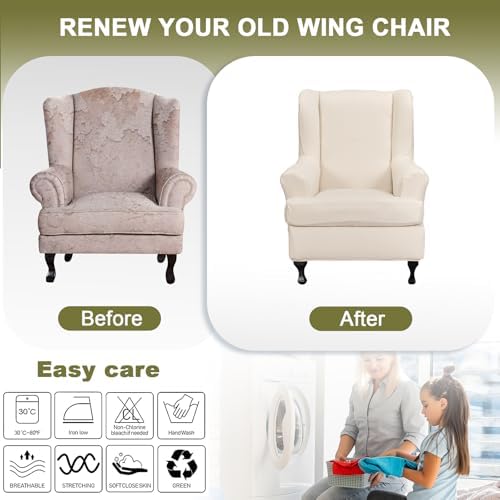 NILUOH Wingback Chair Covers 2-Piece, Armchair Slipcovers - Image 6