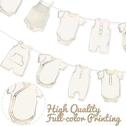 Boho Neutral Baby Clothes Banner Garland 2pcs Pre-Assembled Bunting Banners - Image 3