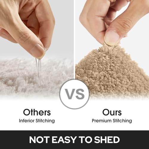 HOMEIDEAS Bathroom Rugs Sets 2 Piece, Soft Non Slip Bath Mat Khaki - Image 6