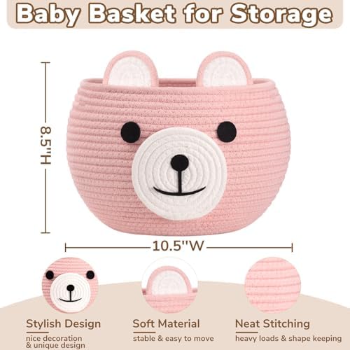 CherryNow Baby Basket for Gifts Empty, Cute Bear Design - Image 5