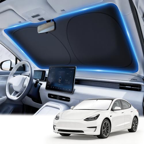 JUSTTOP Tesla Model 3/Y Windshield Sun Shade | Custom Fit & Foldable Sun Visor by JUSTTOP