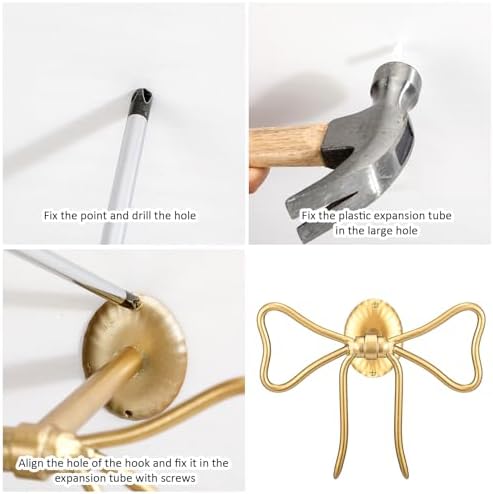 Kathfly 2 Pcs Bow Curtain Holdbacks Gold Metal Curtain Tiebacks Wall Mounted - Image 3