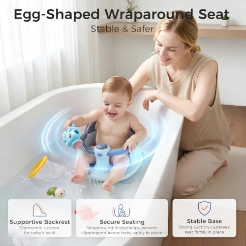 Baby Bath Seat for Babies 6 Months & Up, Temperature Alert Baby Bathtub Seat - Image 4
