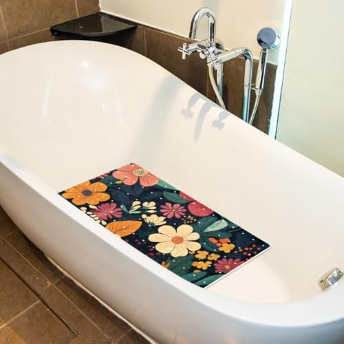 Bathtub Mat Non Slip 26.8x15.1 Inch, Flower Shower Mat - Image 5