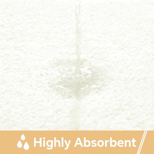 Polyester Bathroom Rug 20"x32" Cream, Non-Slip Soft Shaggy Bath Mat - Image 4