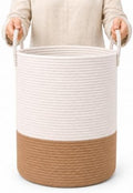 OrganiHaus Tall Cotton Rope Laundry Basket & Hamper, Blanket Storage 52L by OrganiHaus