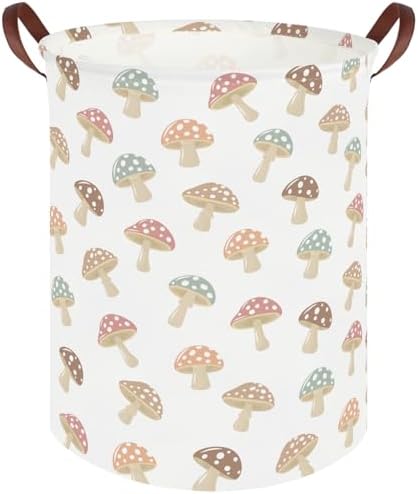 Mushroom hamper, Laundry Basket, Collapsible Canvas Waterproof Storage Bin by FXOCSHE