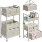 Cidaziya 2In1 Baby Diaper Caddy Organizer and Storage, 3 Tier Rolling Cart by Cidaziya
