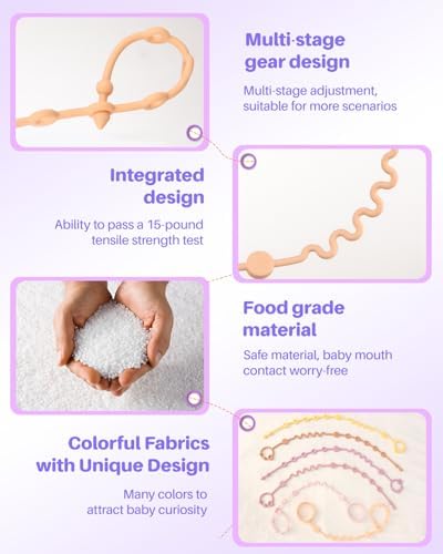 LittleHugs Toy Straps for Baby, Silicone Tether Pacifier Clip, No Throw Travel - Image 4