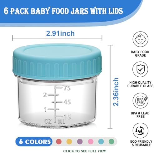 Accguan 6 Pack Glass Baby Food Storage Containers, 4 oz Baby Food Jars - Image 2
