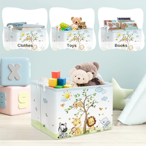 Clastyle 36L Large Safari Animal Tree Baby Basket Giraffe Lion Elephant Toy - Image 5
