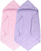 Synrroe 2 Pack Hooded Muslin Cotton Baby Towels by Synrroe