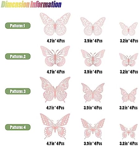 SAOROPEB 3D Butterfly Wall Decor 48 Pcs Pink Butterfly Decorations - Image 5
