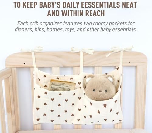 Cinaci 2pcs Cotton Pram Stroller Caddy Baby Crib Hanging Organizers Storage - Image 4