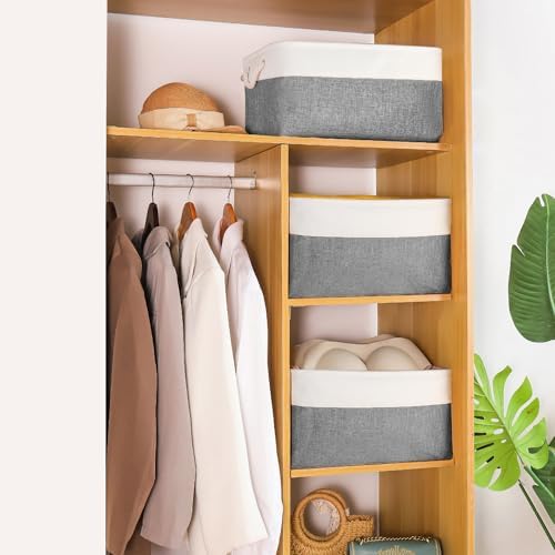Storage Bins with Sturdy Cotton Handles, Fabric Storage Baskets - Image 2