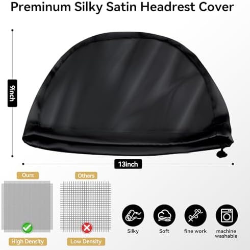 Headrest Covers for Cars Satin Universal Car Headrest Covers 2pcs for Hair - Image 3