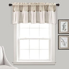 Lush Decor Linen Button Farmhouse Valance Curtians 52"W x 18"L Navy & White - Image 2