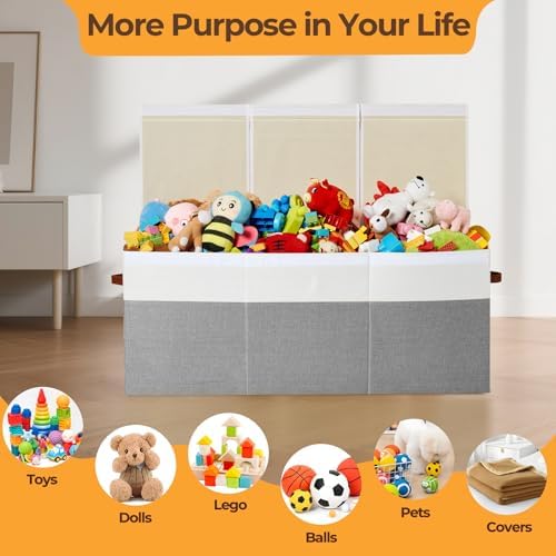 Extra Large Toy Box with Lid, Collapsible Toy Storage Chest Bin - Image 5
