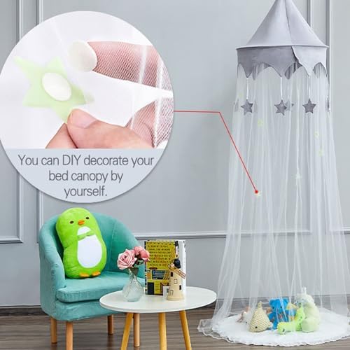 LOAOL Canopy for Kids Bed with Stars, Crib Canopy with Dome & Soft Net - Image 5