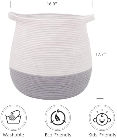 Large Cotton Rope Basket, Woven Storage Basket - Image 2