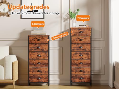 Furnulem Dresser for Bedroom, 7 Drawers Tall Chest of Drawers - Image 6