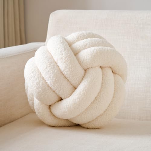 Uvvyui Knot Pillow Ball, Soft Home Decorative Round Throw Pillow, Handmade by Uvvyui