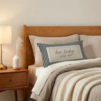 How Lucky are We Pillow Cover 12x20, Preppy Room Decor Aesthetic, Trendy Navy - Image 3