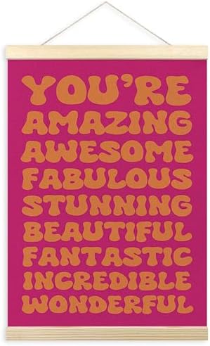 TLESKE Orange and Pink Retro Inspirational Poster Hanger Frame, Hot Pink Trendy by Unknown