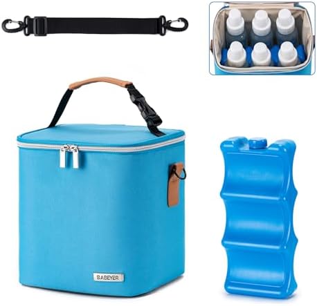 Breastmilk Cooler Bag with Ice Pack Fits 6 Baby Bottles Up to 9 Ounce, Baby by BABEYER