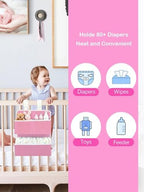 Hanging Diaper Organizer for Bassinet/Crib/Playpen/Playard – Hold 80+ Diapers - Image 3